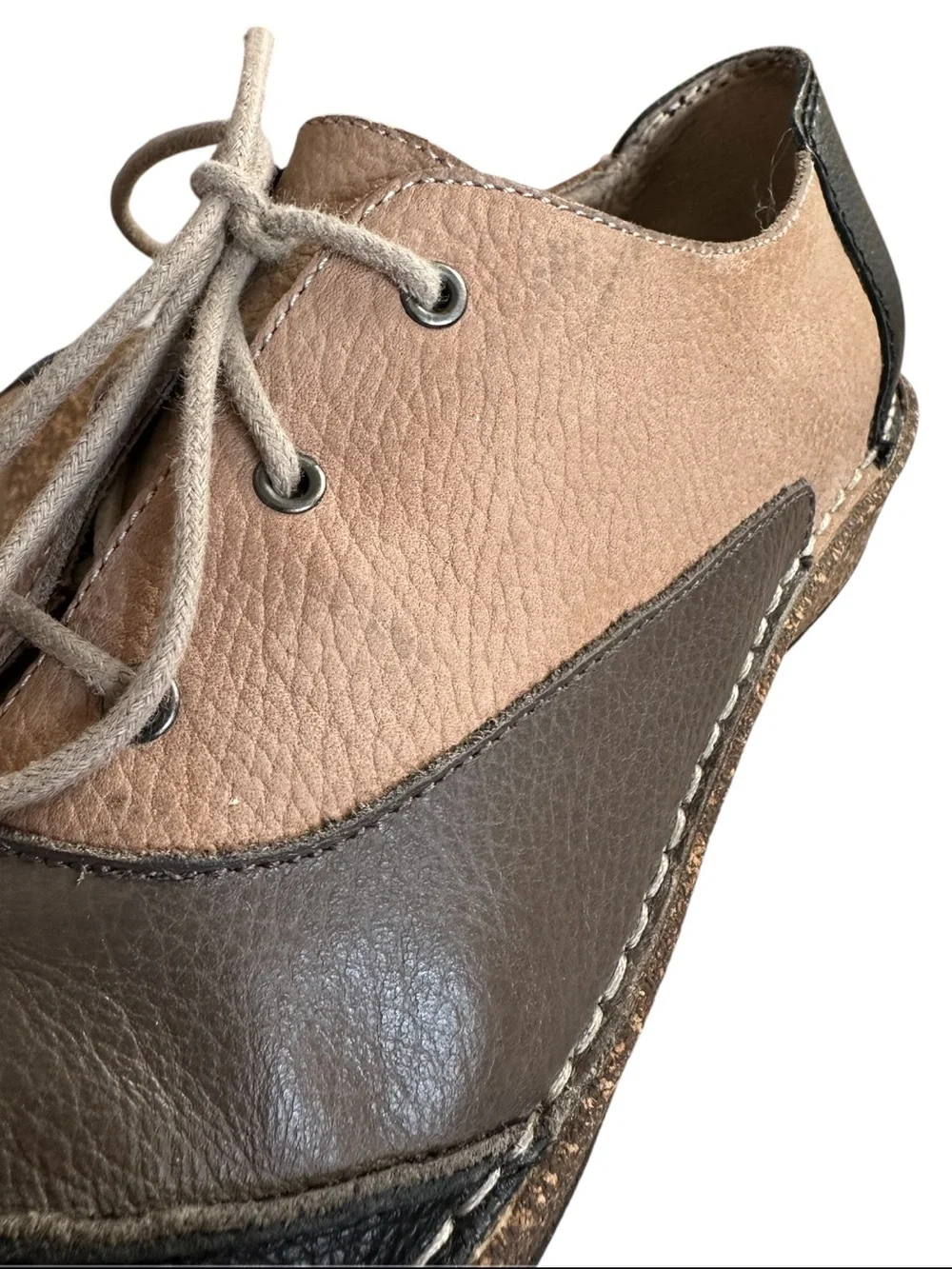 Aetrex Kerry Tricolor Leather Lace Up Oxfords Comfort Cork Wedge EU 40